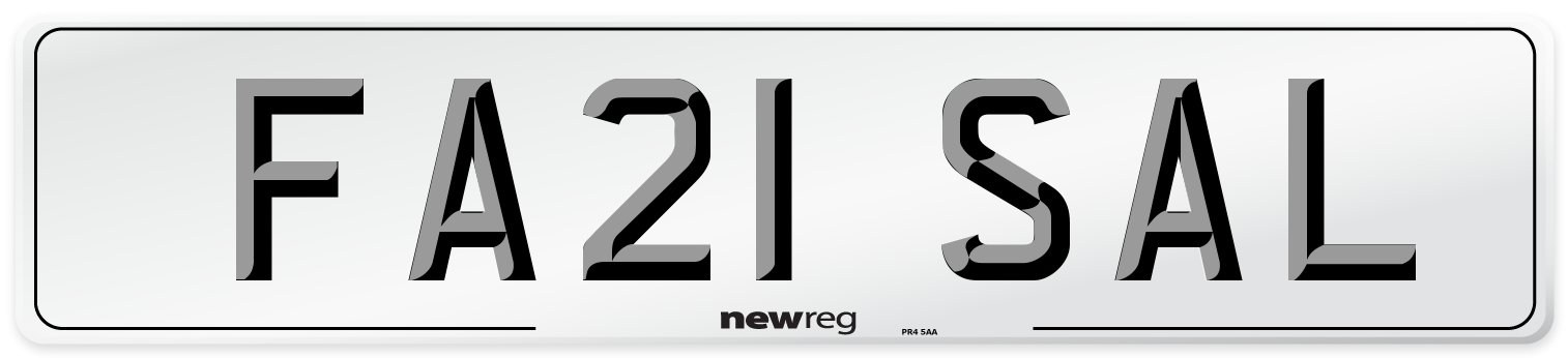 FA21 SAL Number Plate from New Reg
